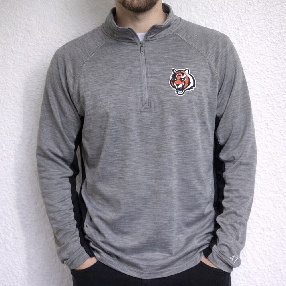 47 Forward Gray Cincinnati Bengals Quarter Zip Pullover Long Sleeve Top Sz L